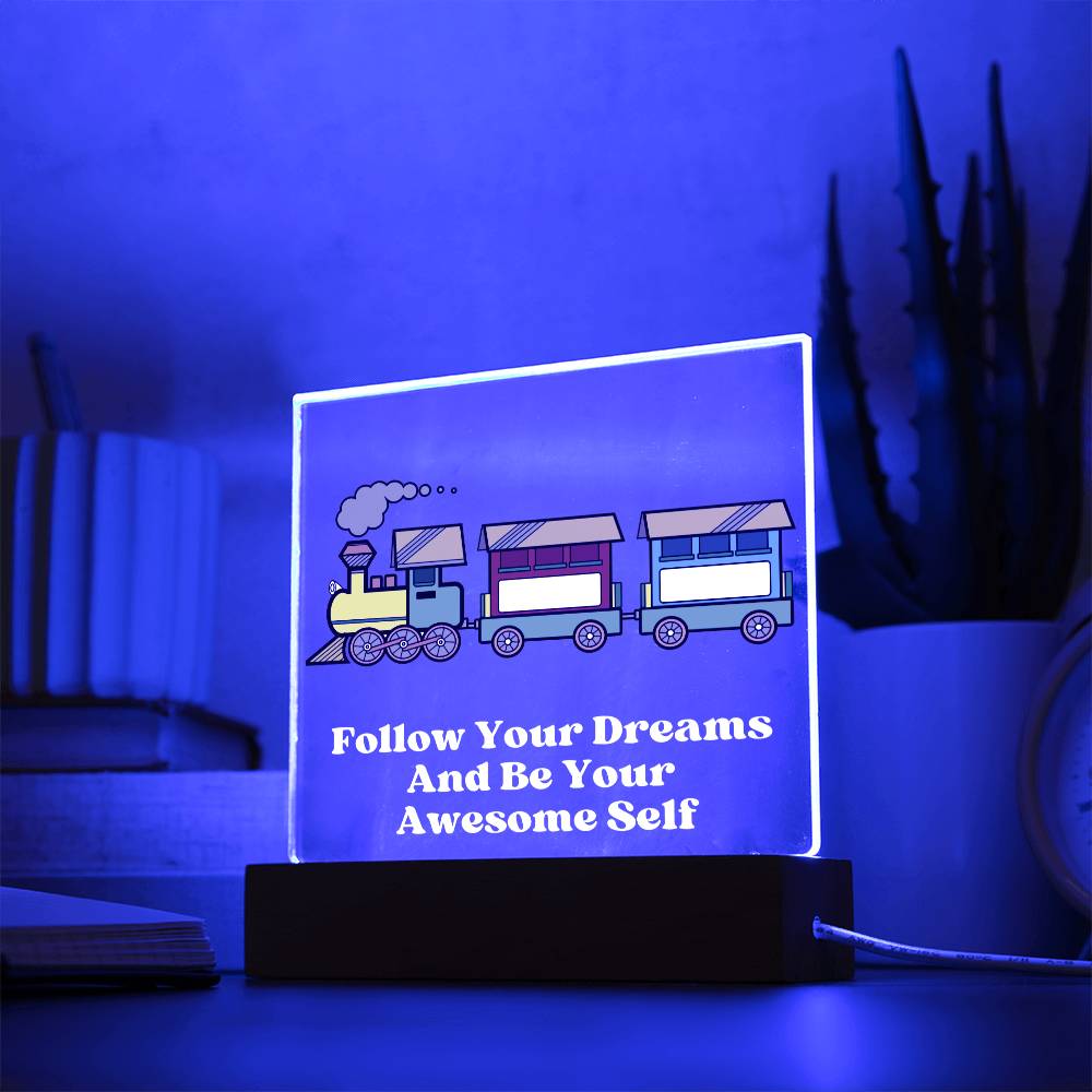 Square Night Light Plaque - Be Your Awesome Self Train