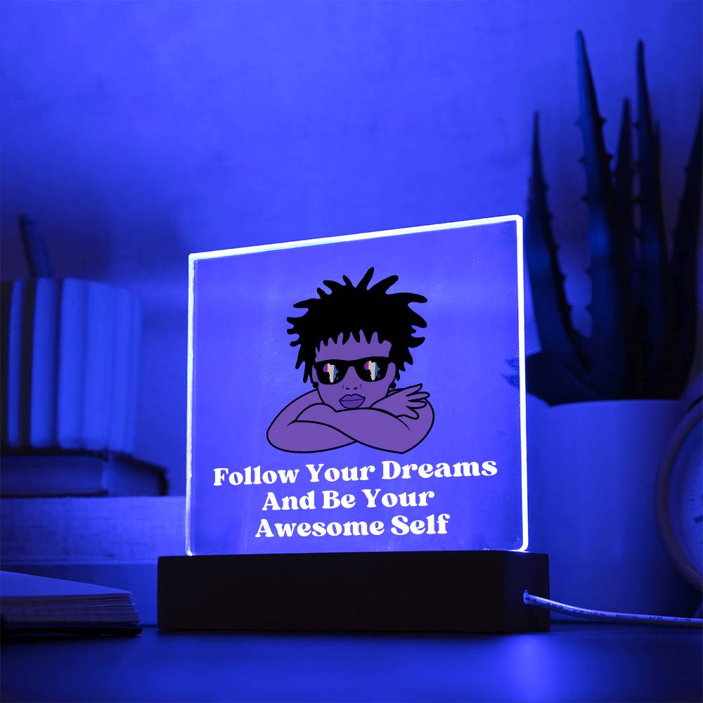 Square Night Light Plaque - Be Your Awesome Self Locks Boy