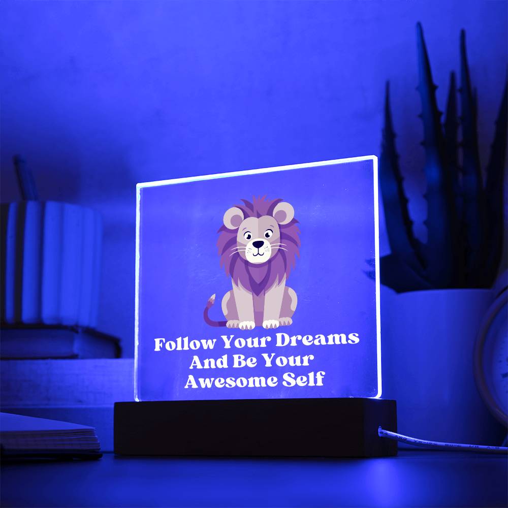 Square Night Light Plaque - Be Your Awesome Self Lion