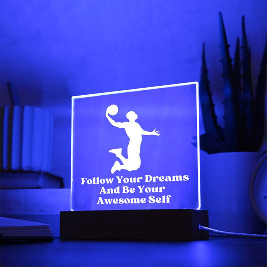 Square Night Light Plaque - Be Your Awesome Self Basketball