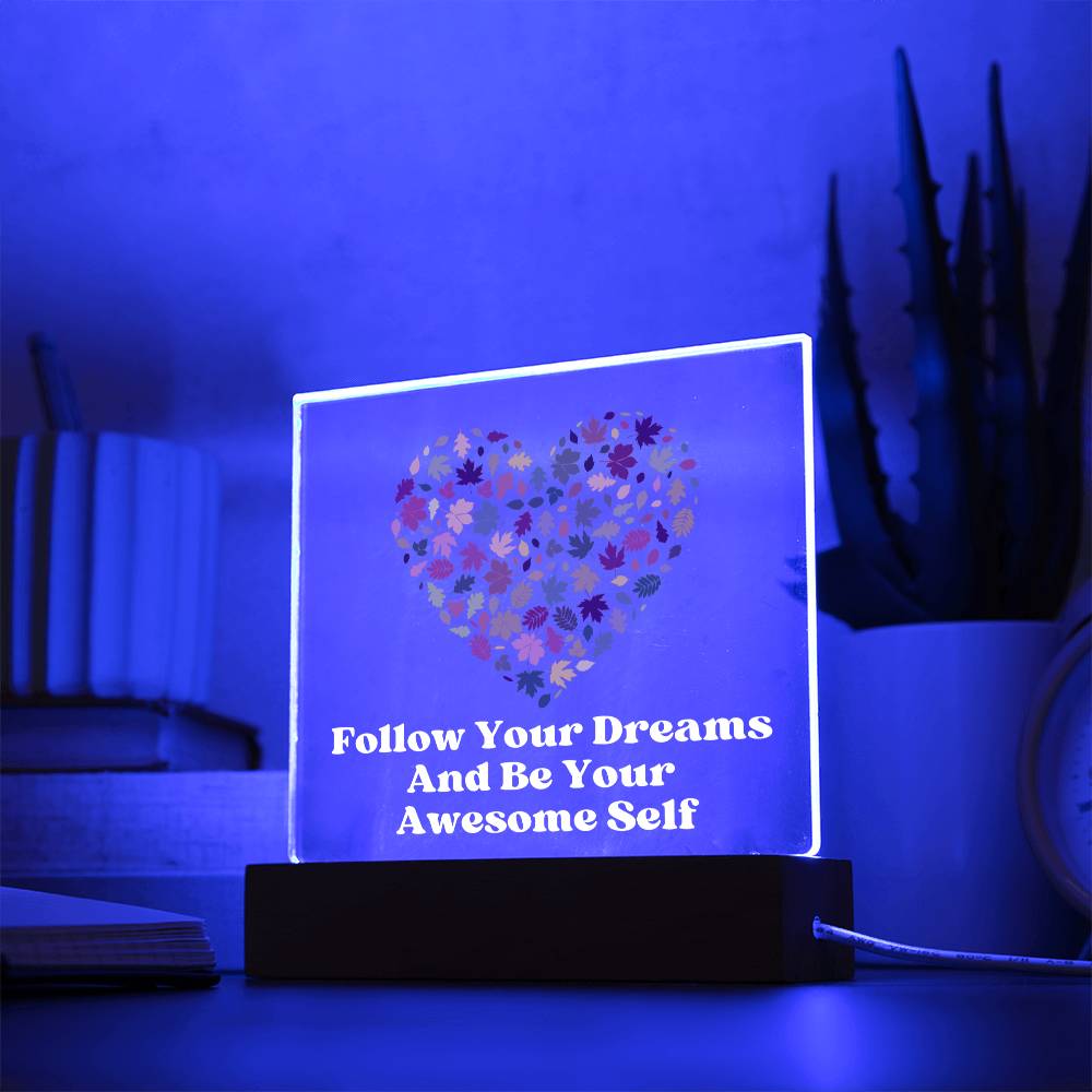 Square Night Light Plaque - Be Your Awesome Self Hearts