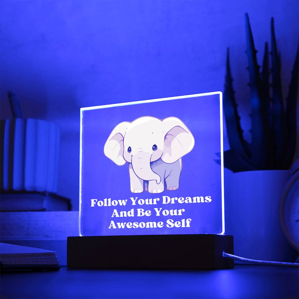 Square Night Light Plaque - Be Your Awesome Self Elephant