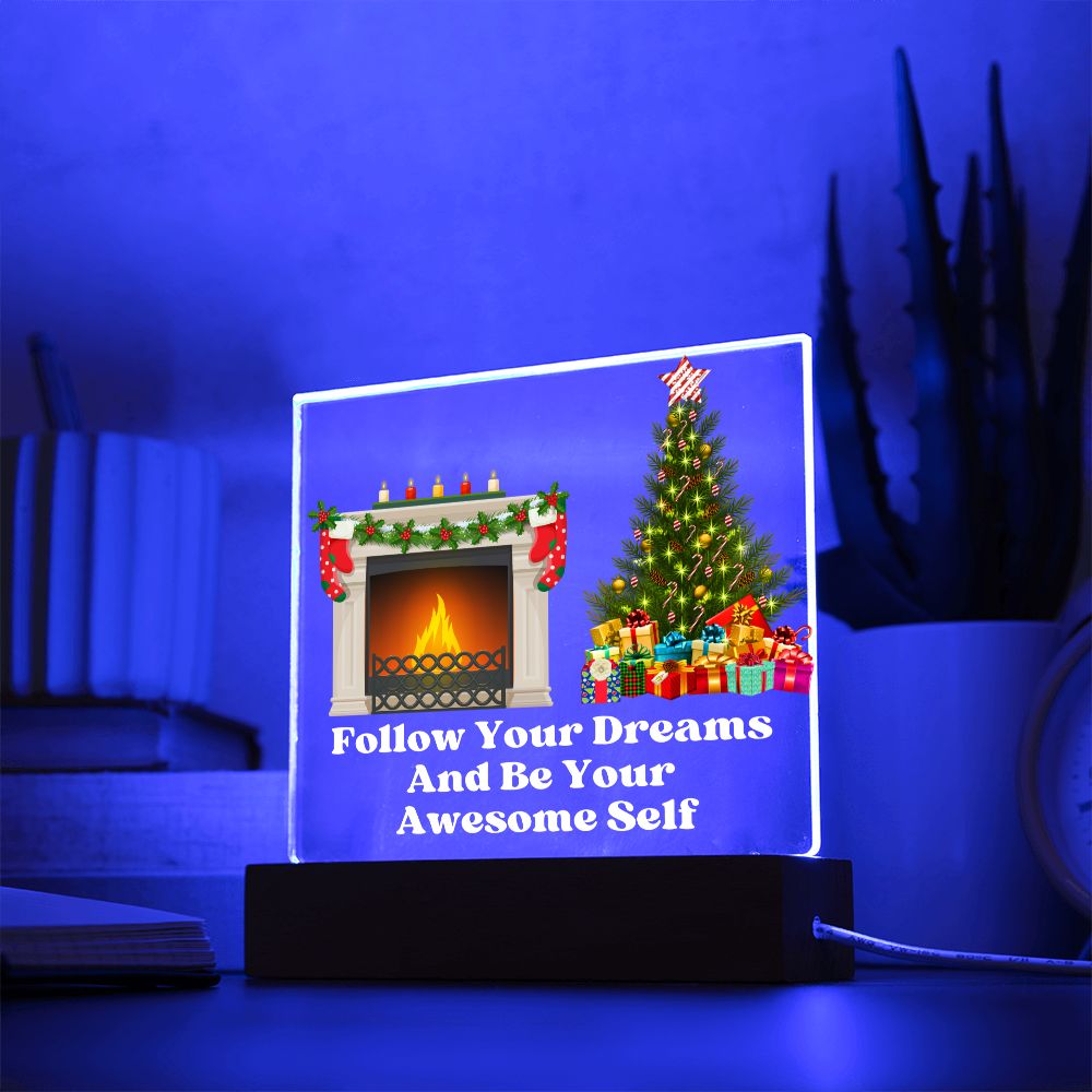 Night Light Plaque- Fireplace & Christmas Tree