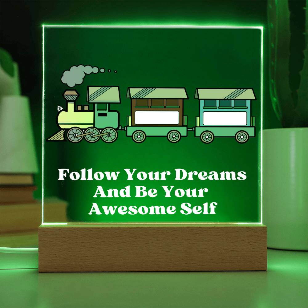 Square Night Light Plaque - Be Your Awesome Self Train