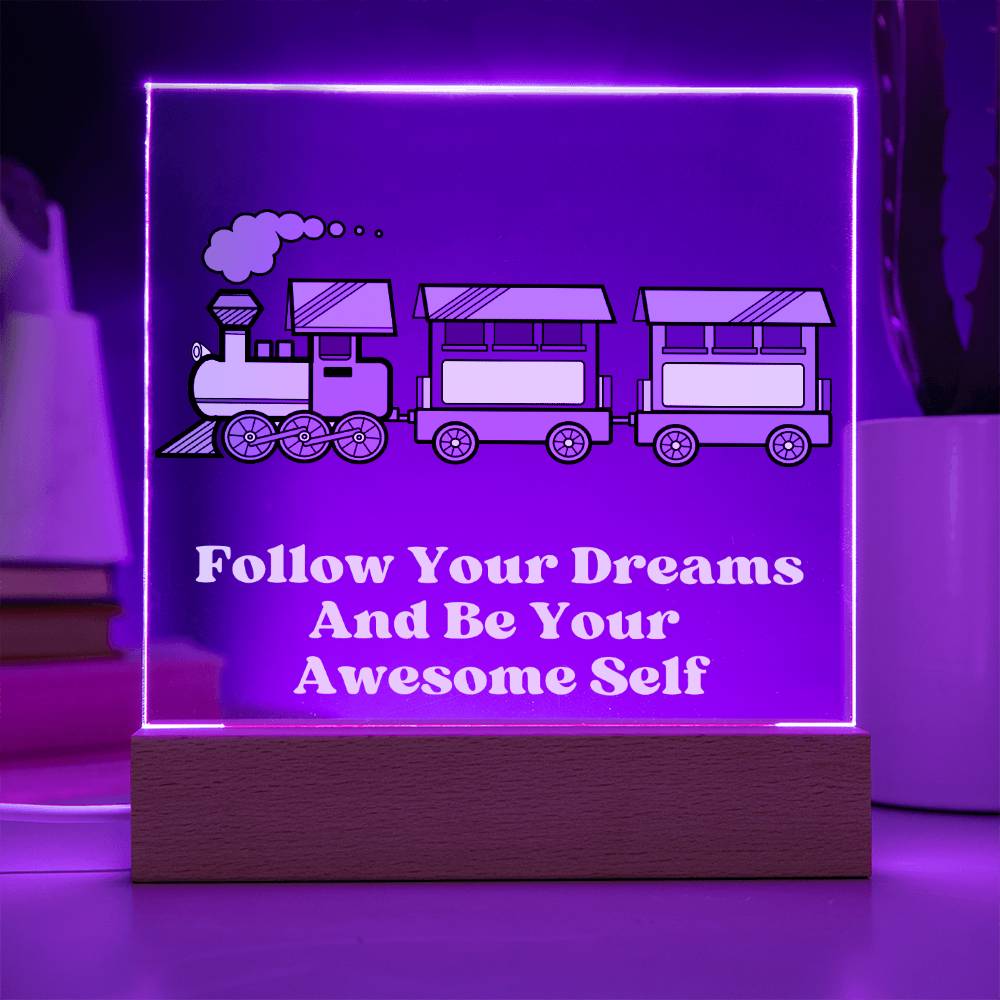 Square Night Light Plaque - Be Your Awesome Self Train