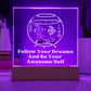 Square Night Light Plaque - Be Your Awesome Self Fish Aquarium