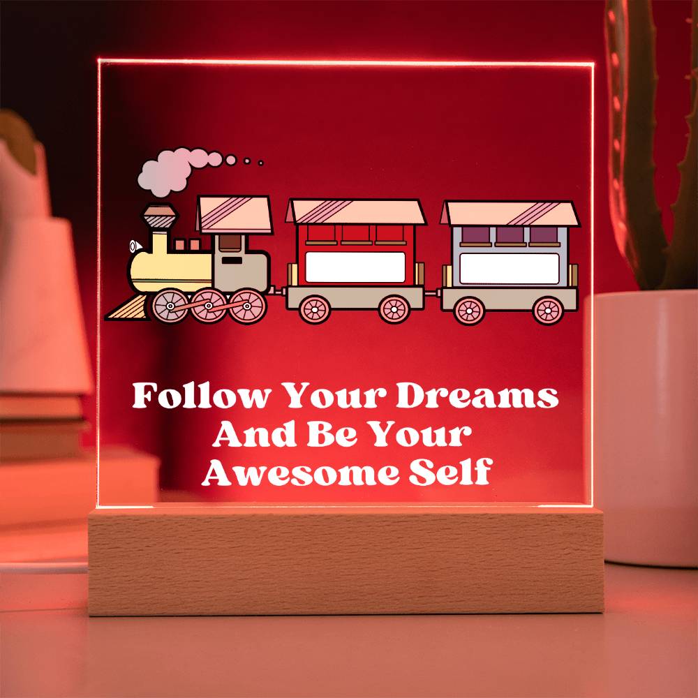 Square Night Light Plaque - Be Your Awesome Self Train