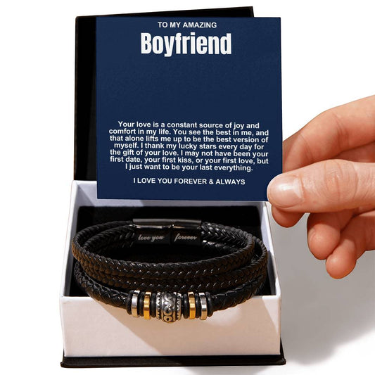 Boyfriend Vegan Leather Bead Bracelet