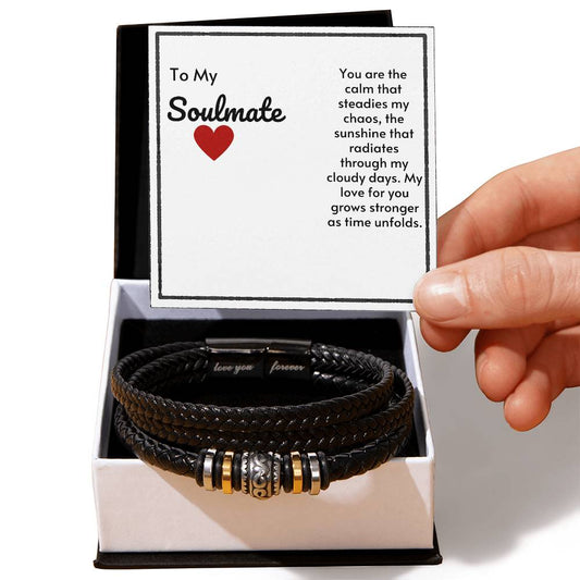 Soulmate Vegan Leather Bracelet-My Love For You Grows Stronger