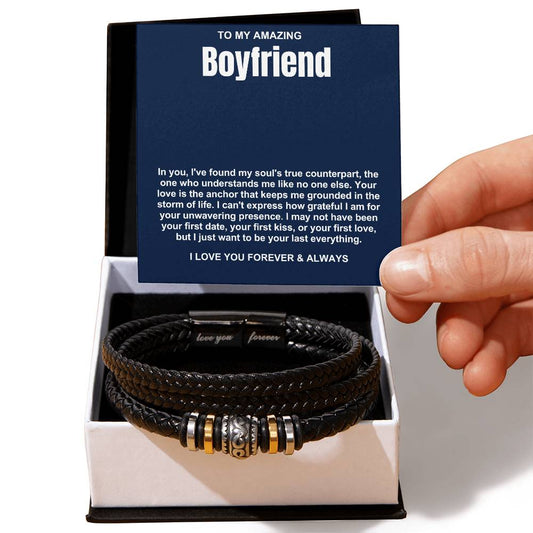 Boyfriend Vegan Leather Bead Bracelet