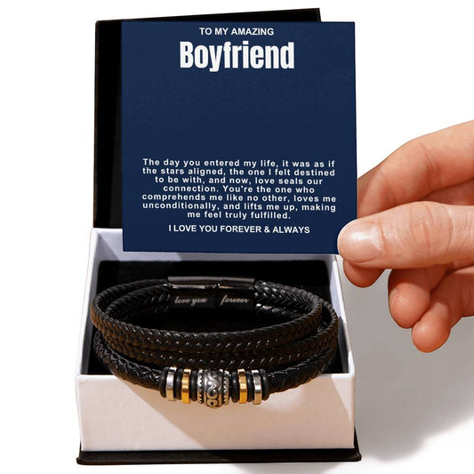 Boyfriend Vegan Leather Bead Bracelet