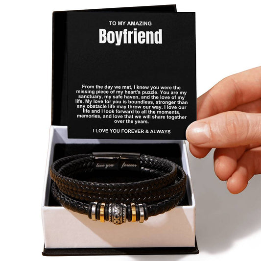 Boyfriend Vegan Leather Bead Bracelet