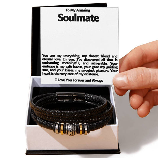 Soulmate Men's Bead Vegan Leather Bracelet