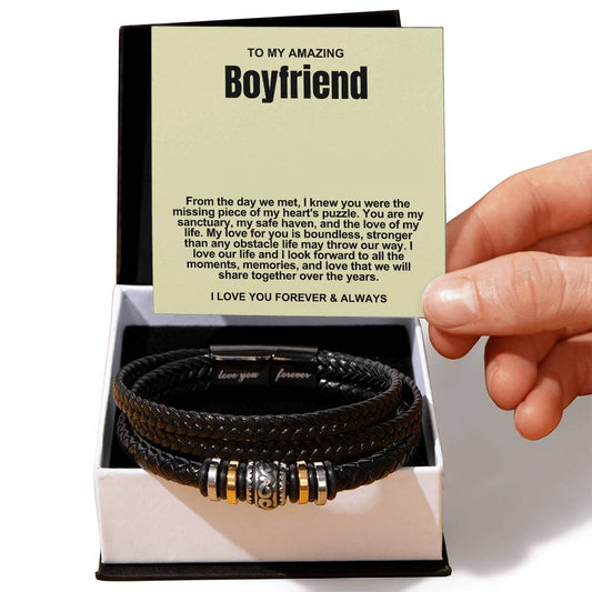 Boyfriend Vegan Leather Bead Bracelet