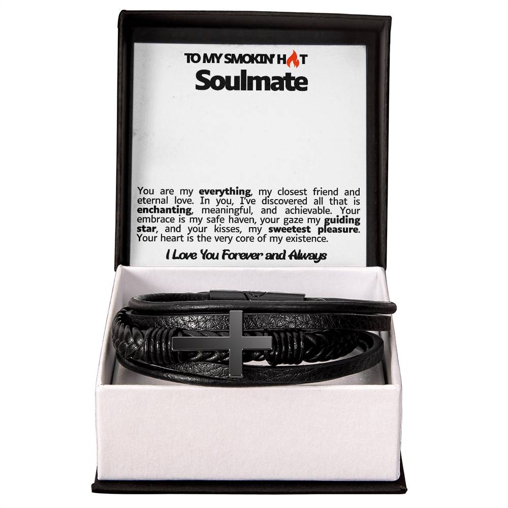 Smokin Hot Soulmate Cross Vegan Leather Bracelet