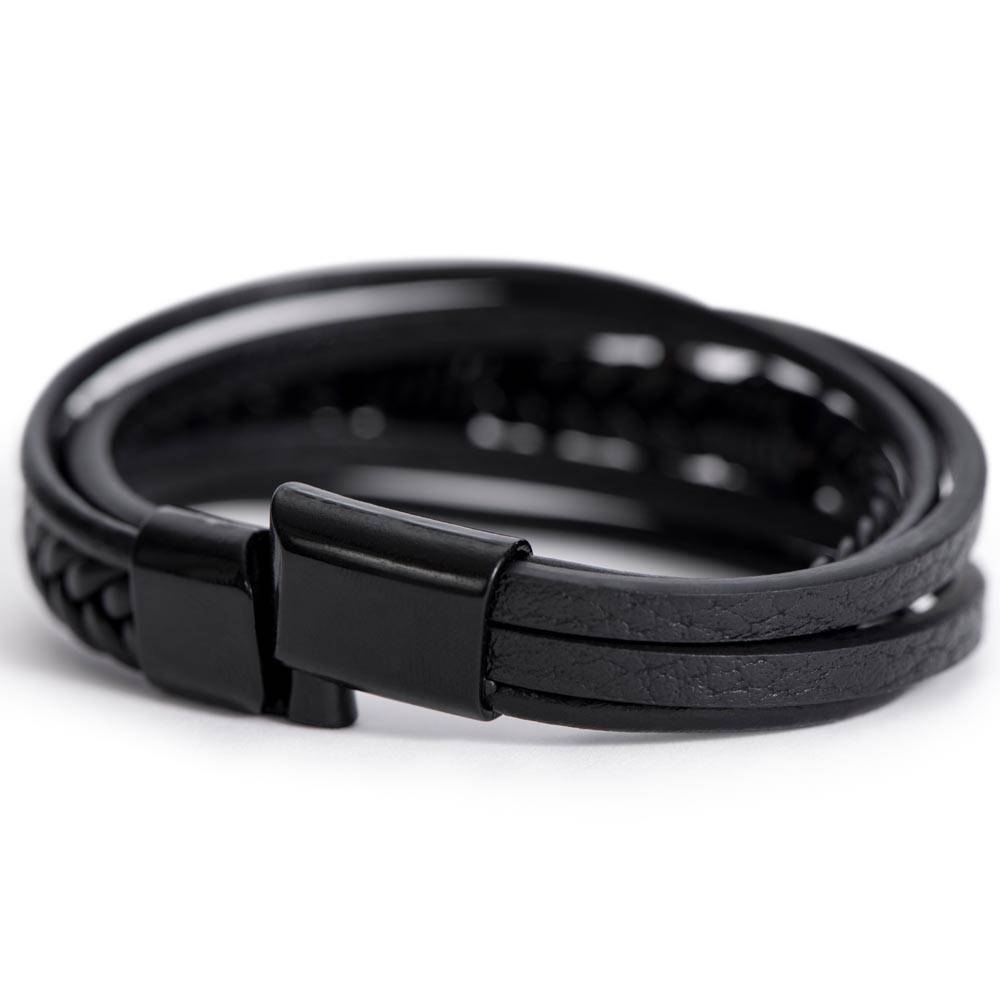 Godfather Men's Cross Vegan Leather Bracelet