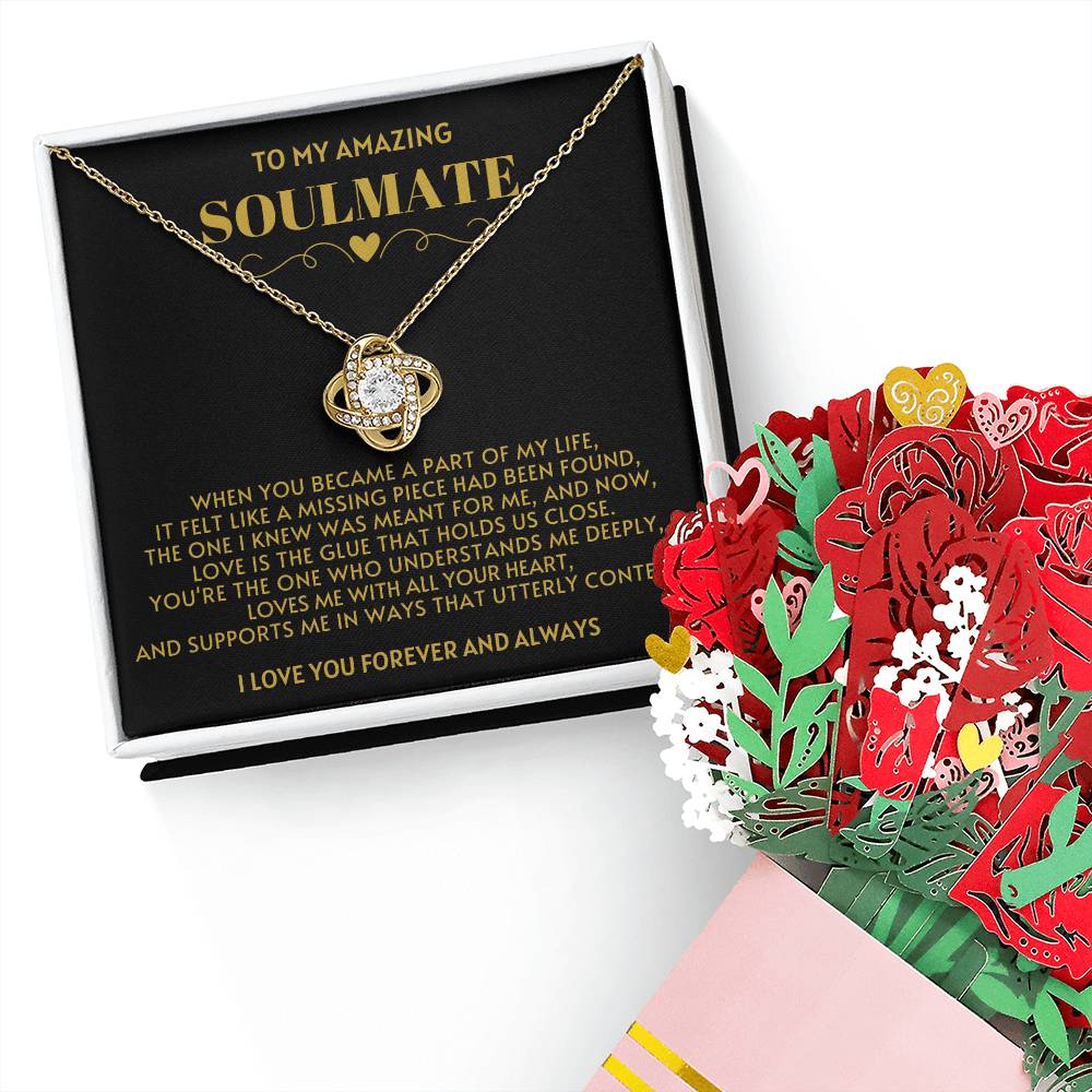 Soulmate Love Knot Necklace and Flower Bouquet Bundle