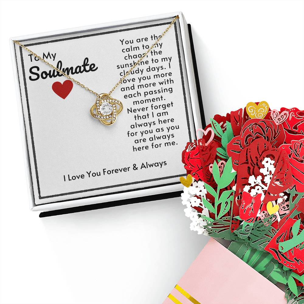 Soulmate Love Knot Necklace and Flower Bouquet Bundle