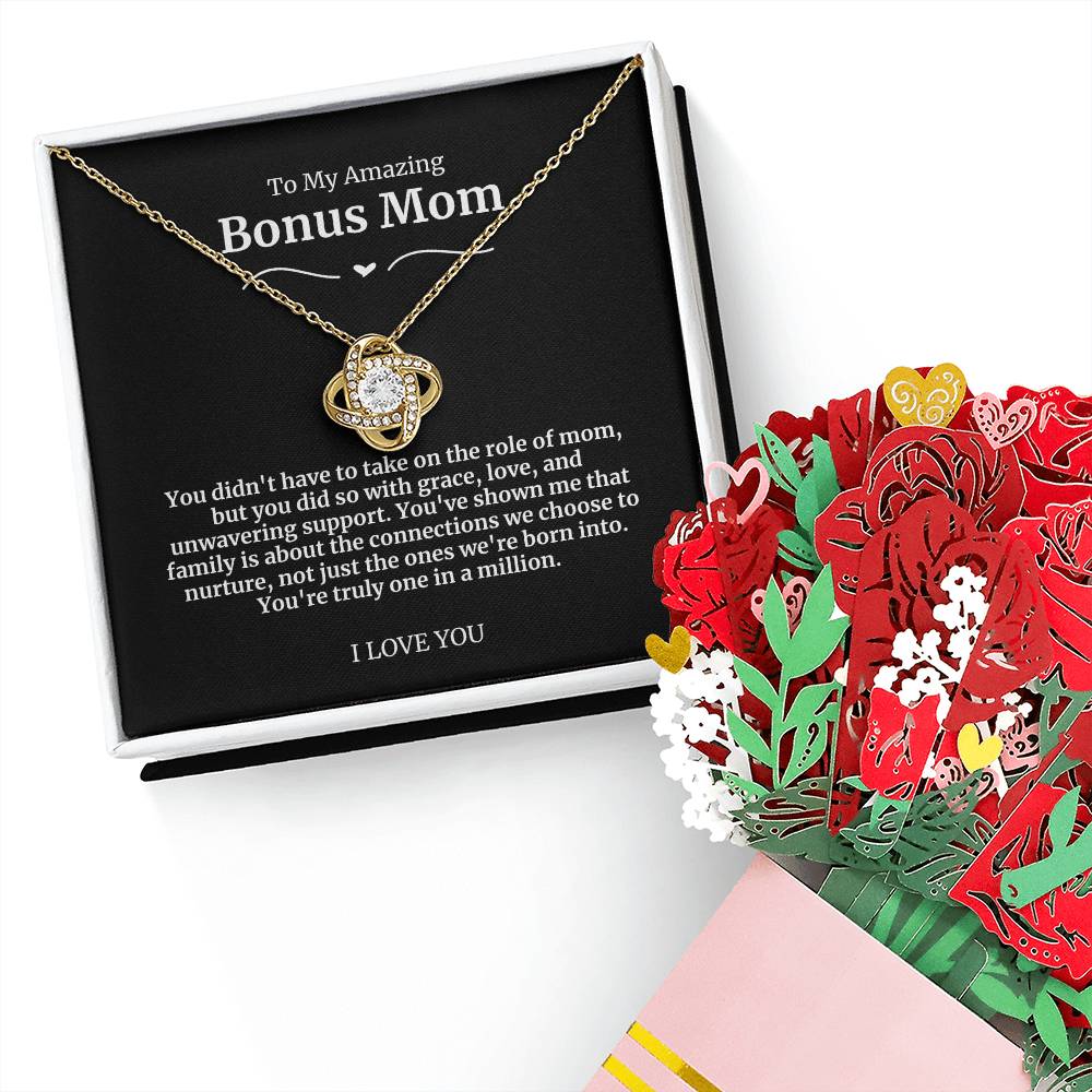 Bonus Mom Love Knot Necklace and Flower Bouquet Bundle