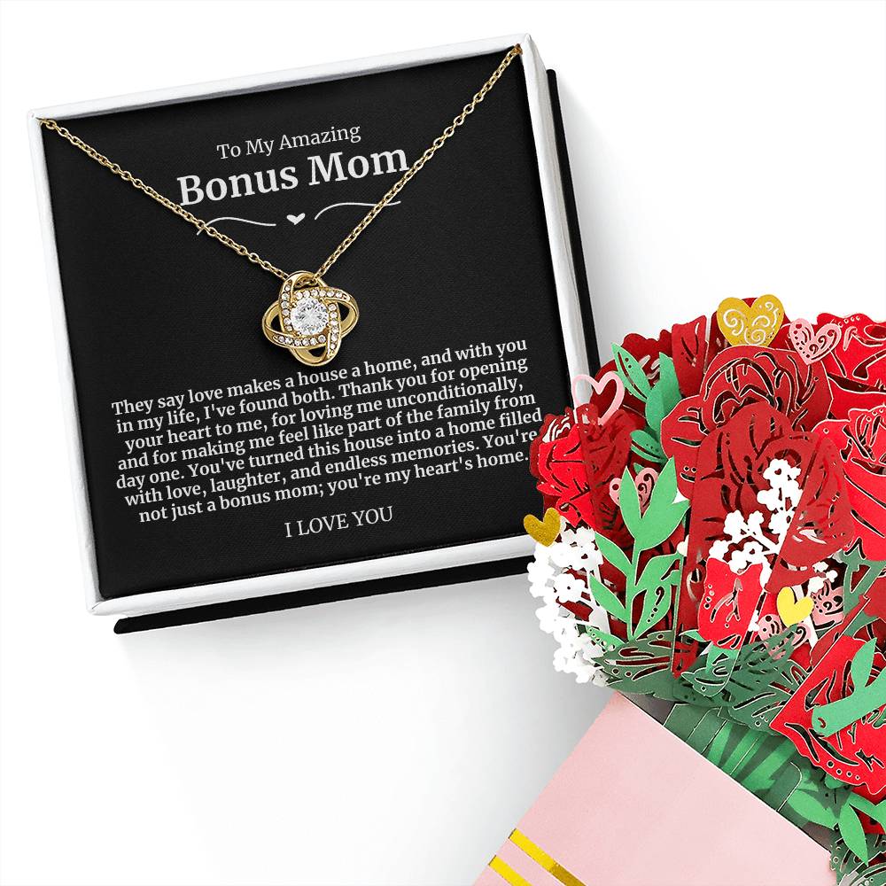 Bonus Mom Love Knot Necklace and Flower Bouquet Bundle