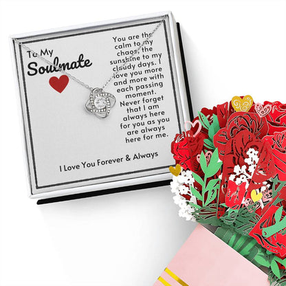 Soulmate Love Knot Necklace and Flower Bouquet Bundle