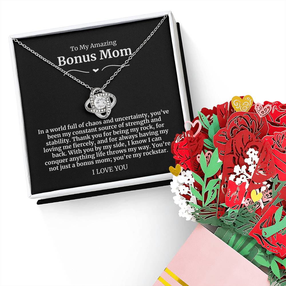 Bonus Mom Love Knot Necklace and Flower Bouquet Bundle