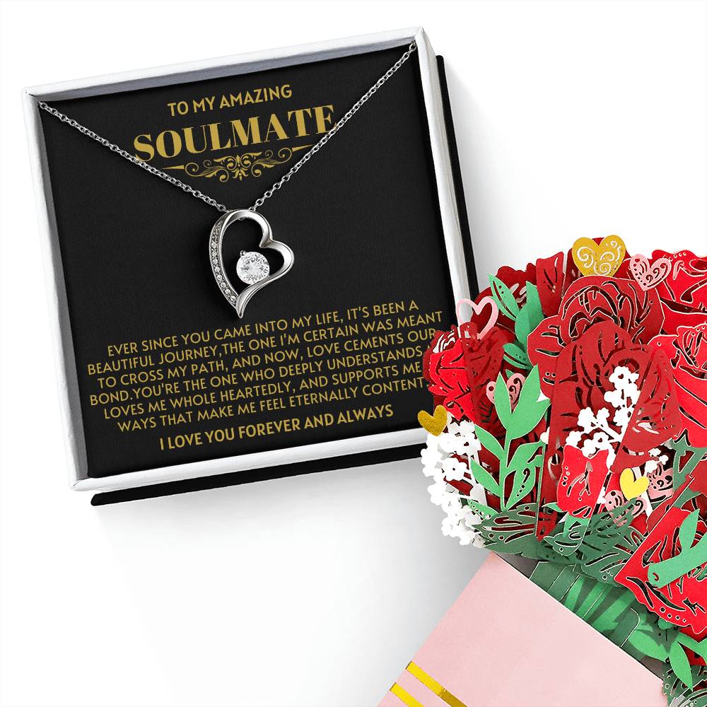 Soulmate Heart Necklace and Flower Bouquet Bundle