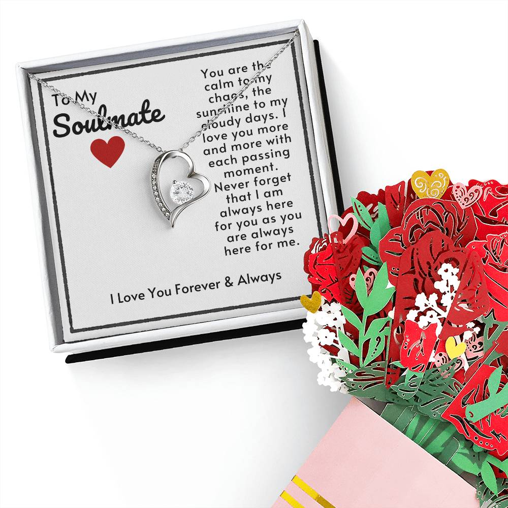 Soulmate Heart Necklace and Flower Bouquet Bundle