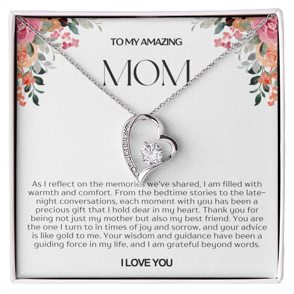 To My Amazing Mom Heart Necklace