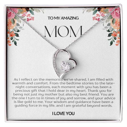 To My Amazing Mom Heart Necklace