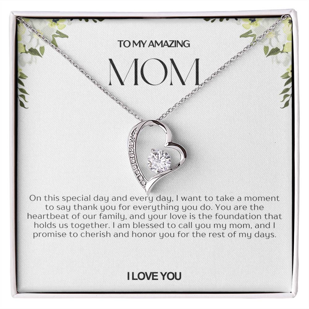 To My Amazing Mom Heart Necklace