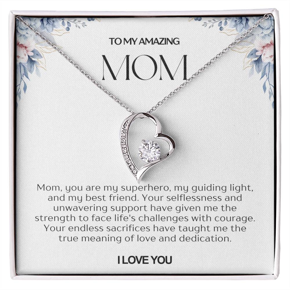 To My Amazing Mom Heart Necklace