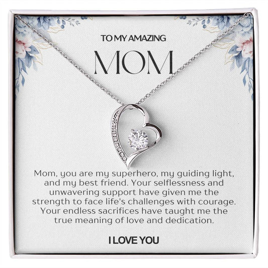 To My Amazing Mom Heart Necklace