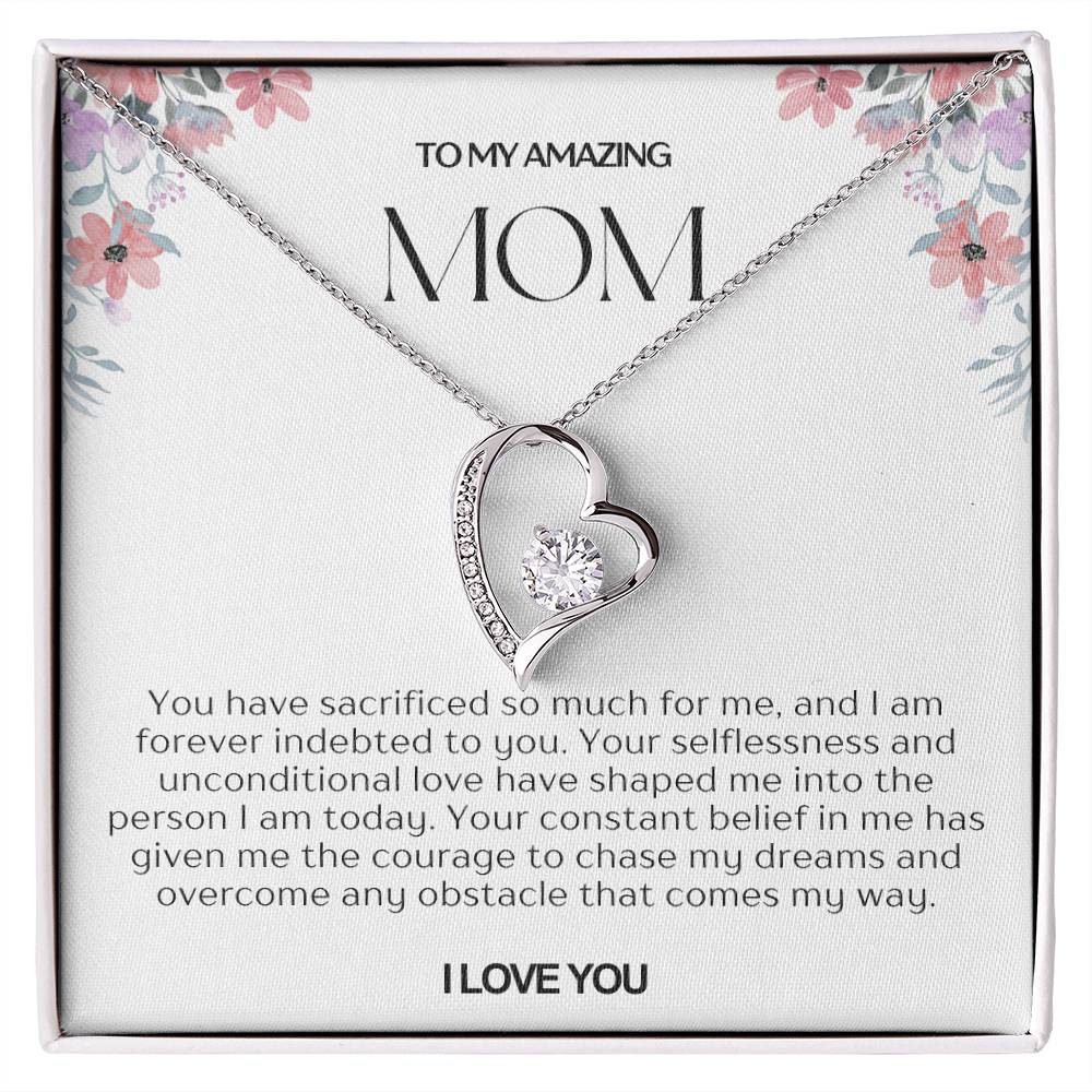 To My Amazing Mom Heart Necklace