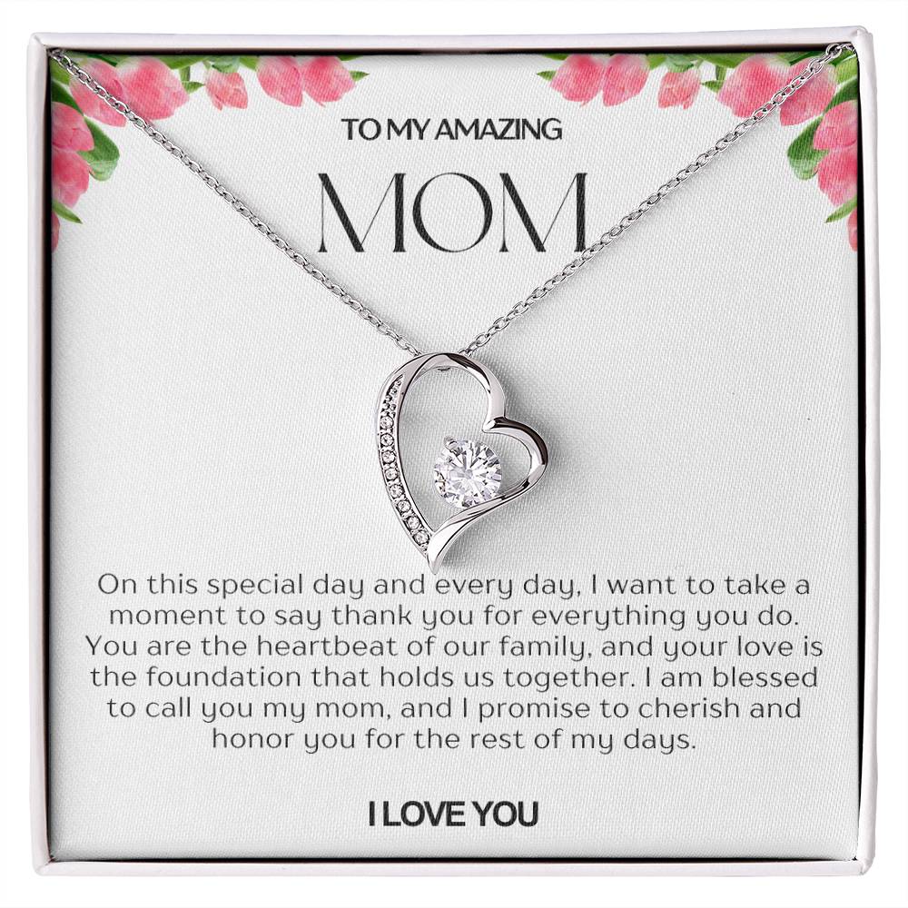 To My Amazing Mom Heart Necklace