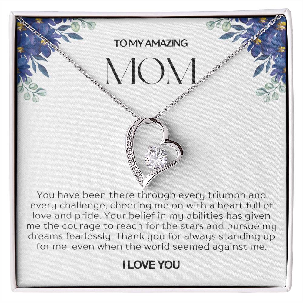 To My Amazing Mom Heart Necklace