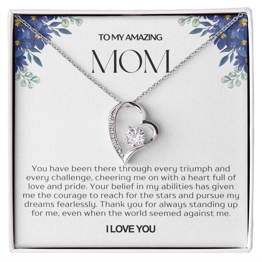 To My Amazing Mom Heart Necklace