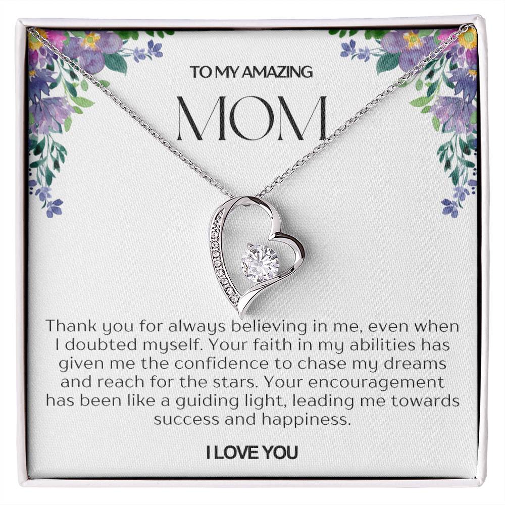 To My Amazing Mom Heart Necklace