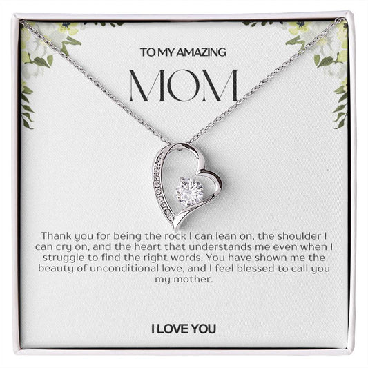 To My Amazing Mom Heart Necklace