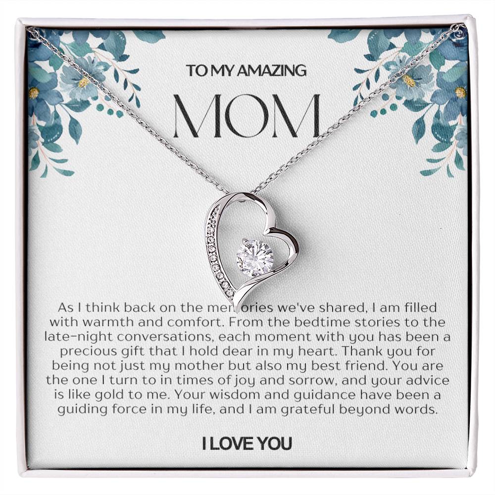 To My Amazing Mom Heart Necklace