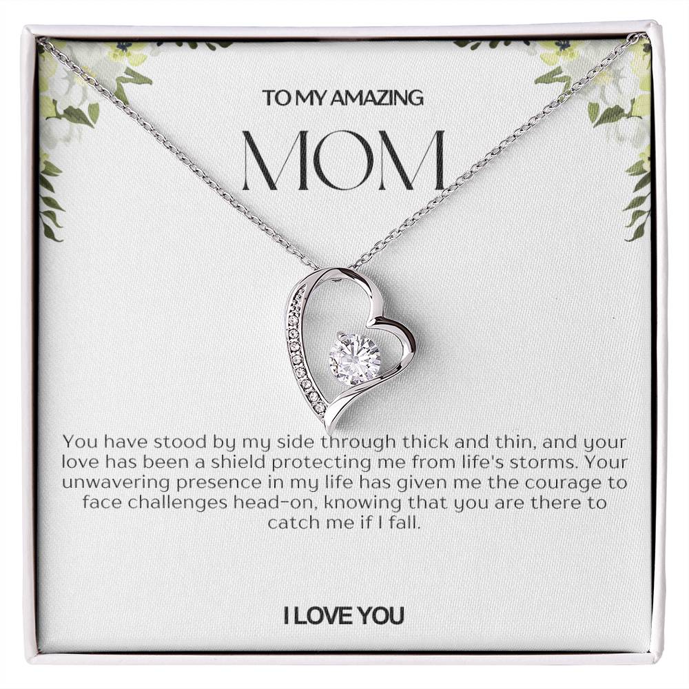 To My Amazing Mom Heart Necklace