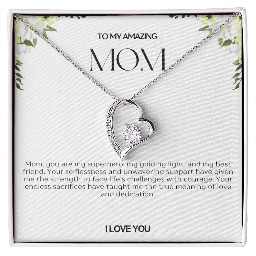 To My Amazing Mom Heart Necklace