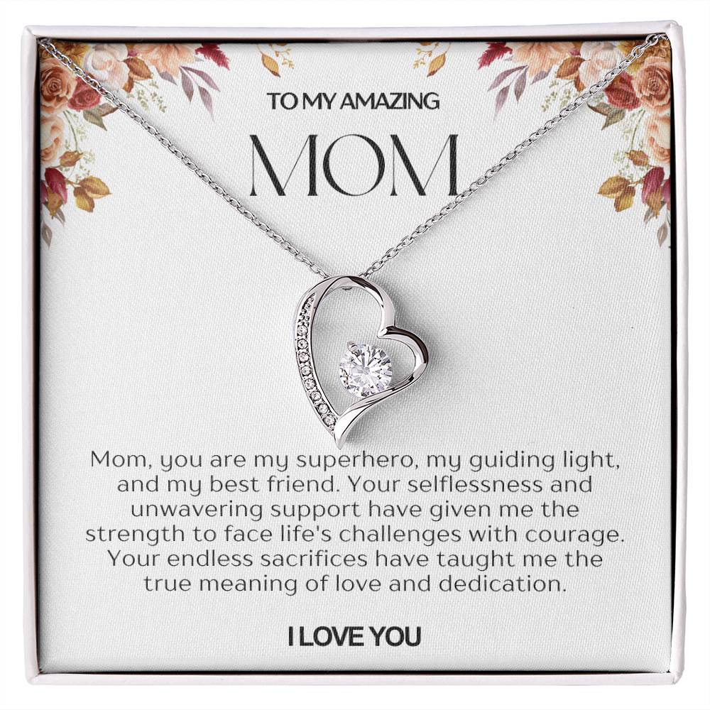 To My Amazing Mom Heart Necklace