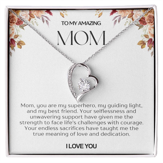 To My Amazing Mom Heart Necklace