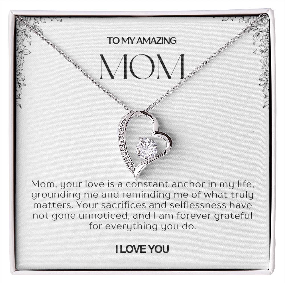 To My Amazing Mom Heart Necklace