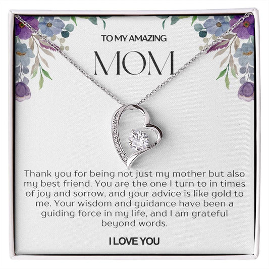 To My Amazing Mom Heart Necklace