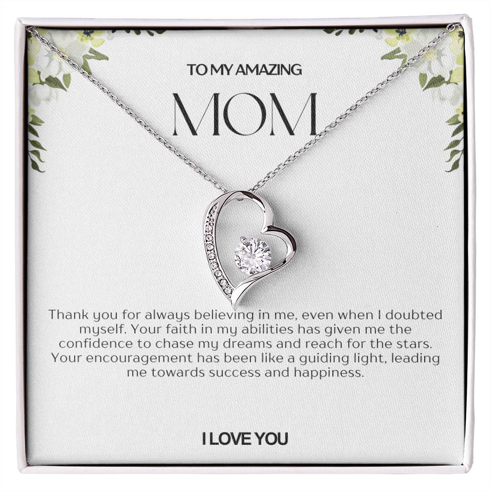To My Amazing Mom Heart Necklace