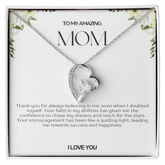 To My Amazing Mom Heart Necklace