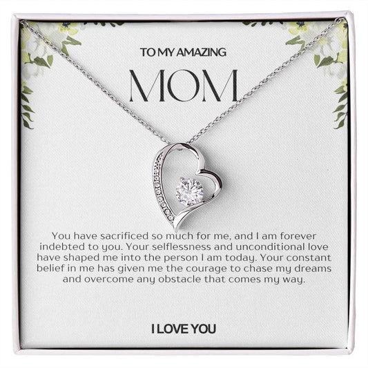 To My Amazing Mom Heart Necklace