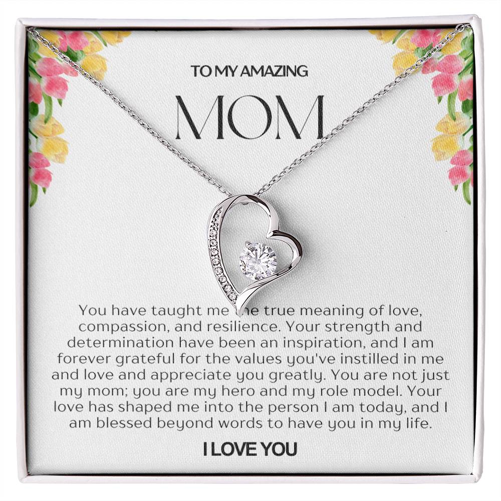 To My Amazing Mom Heart Necklace